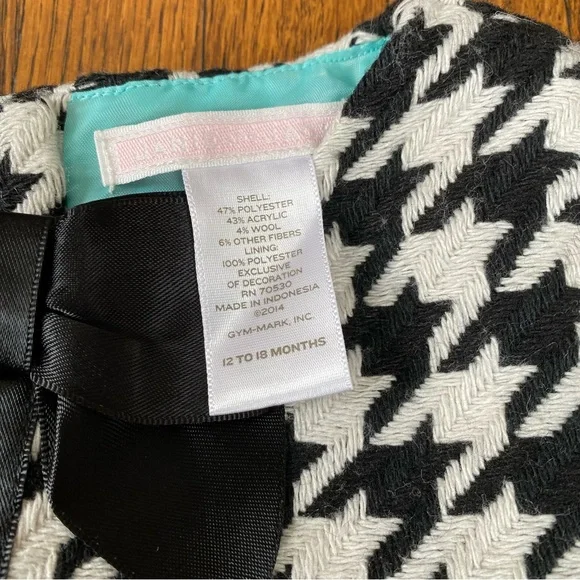 Janie and Jack 12-18 Months Black and White Houndstooth Bow Dress - Picture 4 of 7